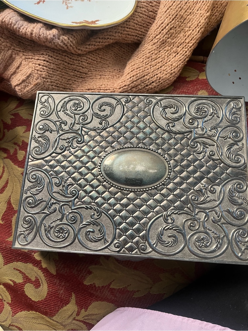 Godinger Silver-Tone Ornate Metal Jewelry Box